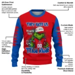 Kansas Jayhawks Sweater Personalized Grinch Fierce Blue Best Selling