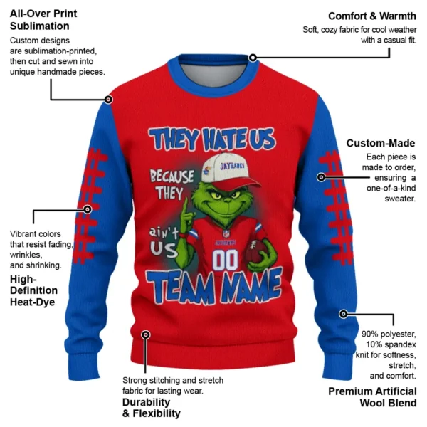 Kansas Jayhawks Sweater Personalized Grinch Fierce Blue New Arrival