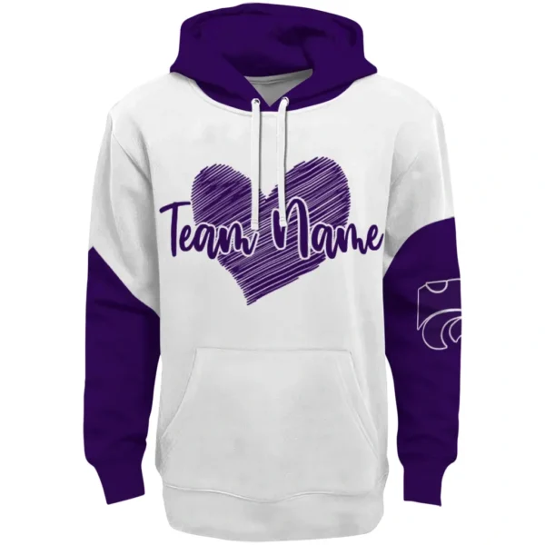 Kansas State Wildcats Hoodie Customized Scribble Heart Purple White Best Selling