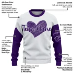Kansas State Wildcats Sweater Personalized Heart Sketch Purple White Best Selling