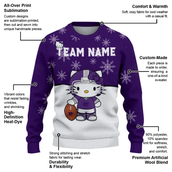 Kansas State Wildcats Sweater Personalized Hello Kitty Purple New Arrival