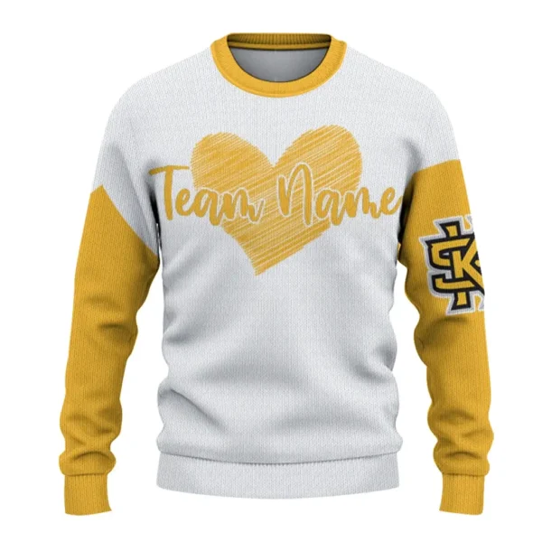 Kennesaw State Owls Sweater Personalized Heart Sketch Gold White Best Selling