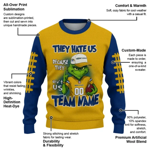 Kent State Golden Flashes Sweater Custom Grinch Fierce Navy Blue New Arrival