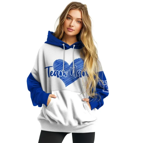 Kentucky Wildcats Hoodie Custom Scribble Heart Blue White High Quality