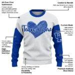 Kentucky Wildcats Sweater Customized Heart Sketch Blue White Best Selling