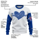 La Tech Sweater Custom Heart Sketch Blue White Best Selling