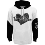 Las Vegas Raiders Hoodie Customized Scribble Heart Black White Best Selling