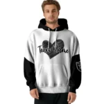 Las Vegas Raiders Hoodie Customized Scribble Heart Black White Best Selling