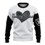 Las Vegas Raiders Sweater Personalized Heart Sketch Black White Best Selling