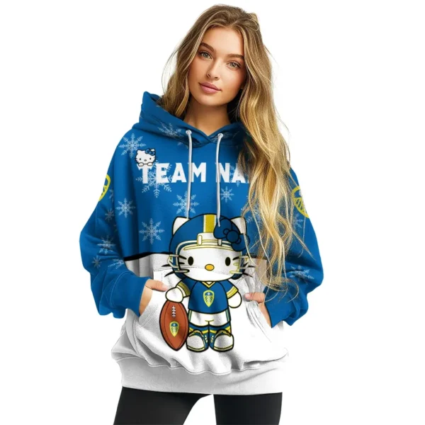 Leeds United Hoodie Custom Hello Kitty Blue High Quality