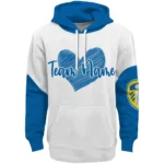 Leeds United Hoodie Customized Scribble Heart Blue White Best Selling