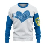 Leeds United Sweater Personalized Heart Sketch Blue White Best Selling