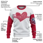 Liberty Flames Sweater Custom Heart Sketch Red White Best Selling