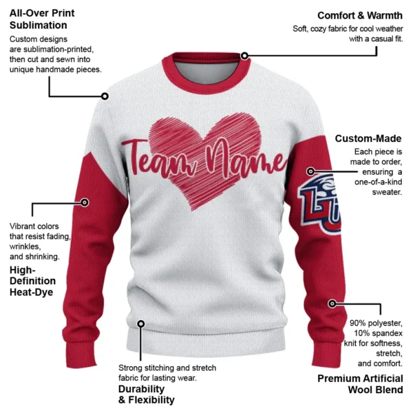 Liberty Flames Sweater Custom Heart Sketch Red White New Arrival
