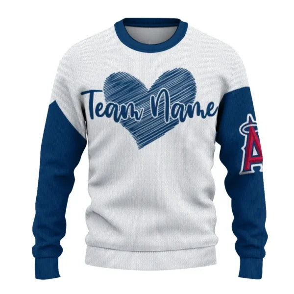 Los Angeles Angels Sweater Custom Heart Sketch Blue White Best Selling