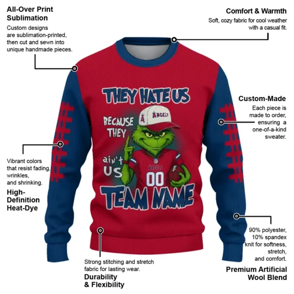 Los Angeles Angels Sweater Personalized Grinch Fierce Blue New Arrival