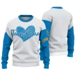 Los Angeles Chargers Sweater Custom Heart Sketch Blue White Best Selling