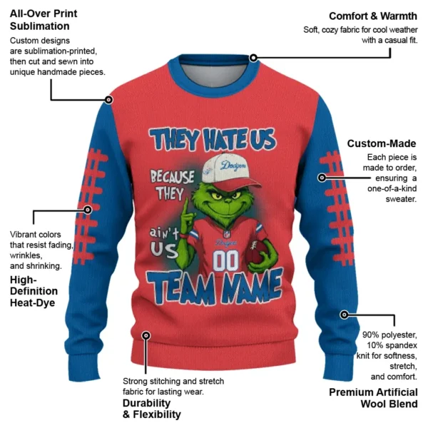 Los Angeles Dodgers Sweater Custom Grinch Fierce Blue New Arrival