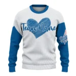 Los Angeles Dodgers Sweater Customized Heart Sketch Blue White Best Selling