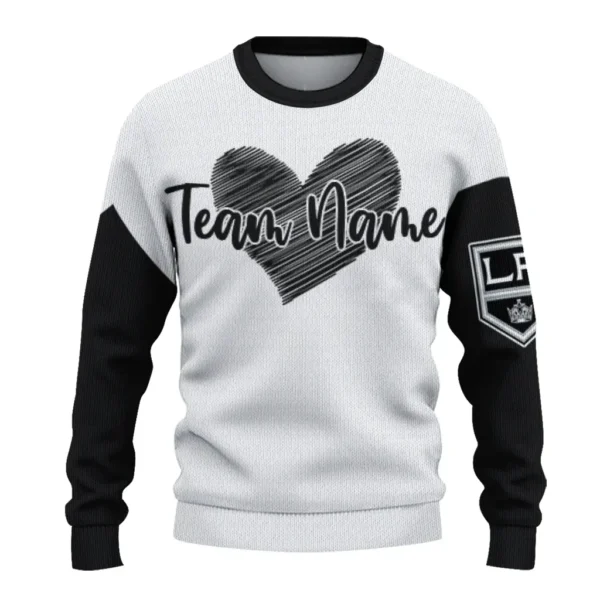 Los Angeles Kings Sweater Customized Heart Sketch Black White Best Selling