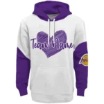 Los Angeles Lakers Hoodie Custom Scribble Heart Purple White Best Selling