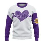 Los Angeles Lakers Sweater Customized Heart Sketch Purple White Best Selling