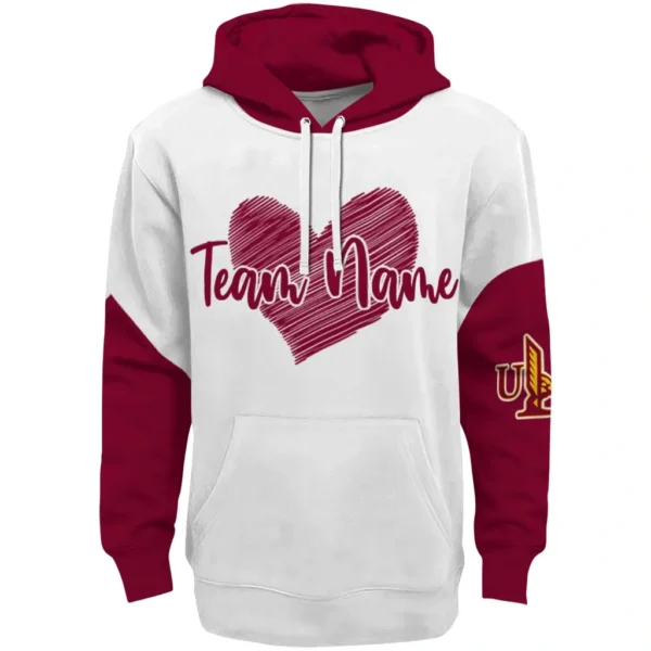 Louisiana Monroe Warhawks Hoodie Custom Scribble Heart Red White Best Selling