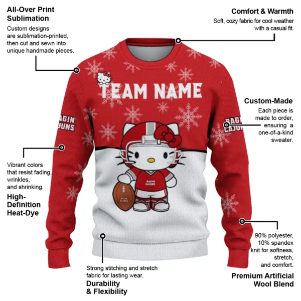 Louisiana Ragin Cajuns Sweater Customized Hello Kitty Red New Arrival