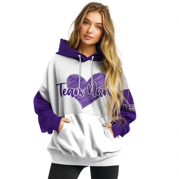Lsu Tigers Hoodie Personalized Scribble Heart Purple White High Quality