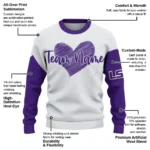 Lsu Tigers Sweater Custom Heart Sketch Purple White Best Selling