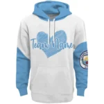 Manchester City Hoodie Custom Scribble Heart Sky Blue White Best Selling