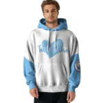Manchester City Hoodie Custom Scribble Heart Sky Blue White Best Selling