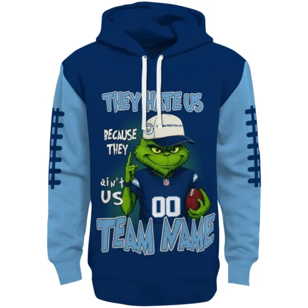 Manchester City Hoodie Customized Grinch Fierce Sky Blue Best Selling