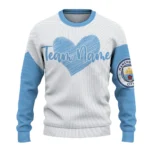 Manchester City Sweater Customized Heart Sketch Sky Blue White Best Selling