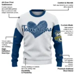 Marquette Golden Eagles Sweater Custom Heart Sketch Blue White Best Selling