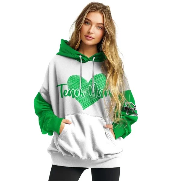 Marshall Thundering Herd Hoodie Custom Scribble Heart Green White High Quality