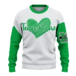 Marshall Thundering Herd Sweater Customized Heart Sketch Green White Best Selling