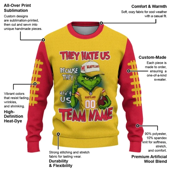 Maryland Terrapins Sweater Customized Grinch Fierce Red New Arrival