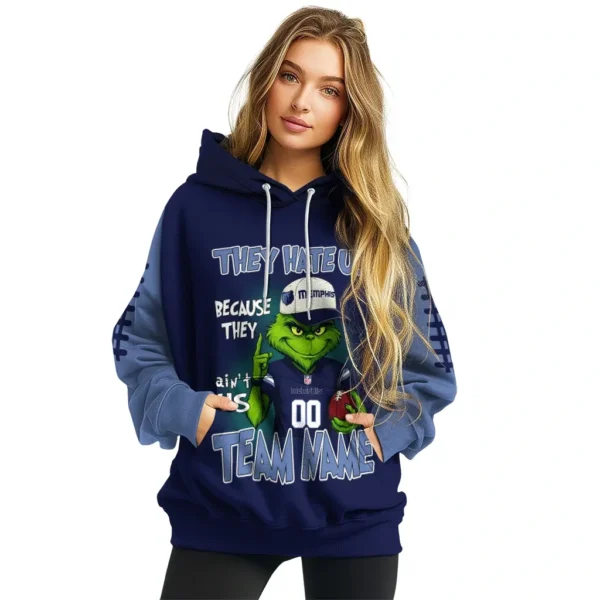 Memphis Grizzlies Hoodie Customized Grinch Fierce Blue High Quality