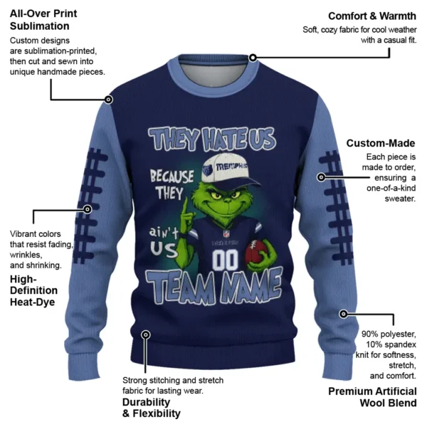 Memphis Grizzlies Sweater Custom Grinch Fierce Blue New Arrival