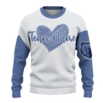 Memphis Grizzlies Sweater Customized Heart Sketch Blue White Best Selling