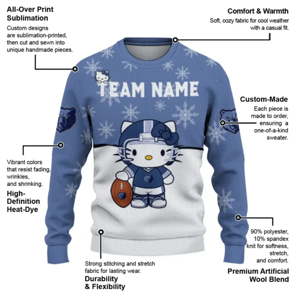 Memphis Grizzlies Sweater Customized Hello Kitty Blue New Arrival
