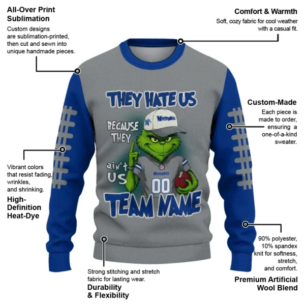 Memphis Tigers Sweater Custom Grinch Fierce Blue New Arrival