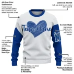 Memphis Tigers Sweater Customized Heart Sketch Blue White Best Selling