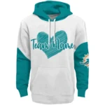 Miami Dolphins Hoodie Customized Scribble Heart Aqua White Best Selling