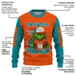 Miami Dolphins Sweater Customized Grinch Fierce Aqua Best Selling