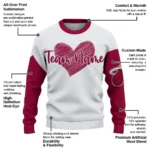 Miami Heat Sweater Custom Heart Sketch Red White Best Selling