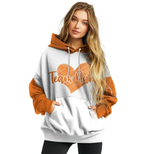 Miami Hurricanes Hoodie Customized Scribble Heart Orange White High Quality