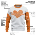 Miami Hurricanes Sweater Personalized Heart Sketch Orange White Best Selling