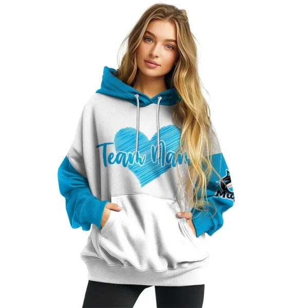 Miami Marlins Hoodie Customized Scribble Heart Blue White High Quality